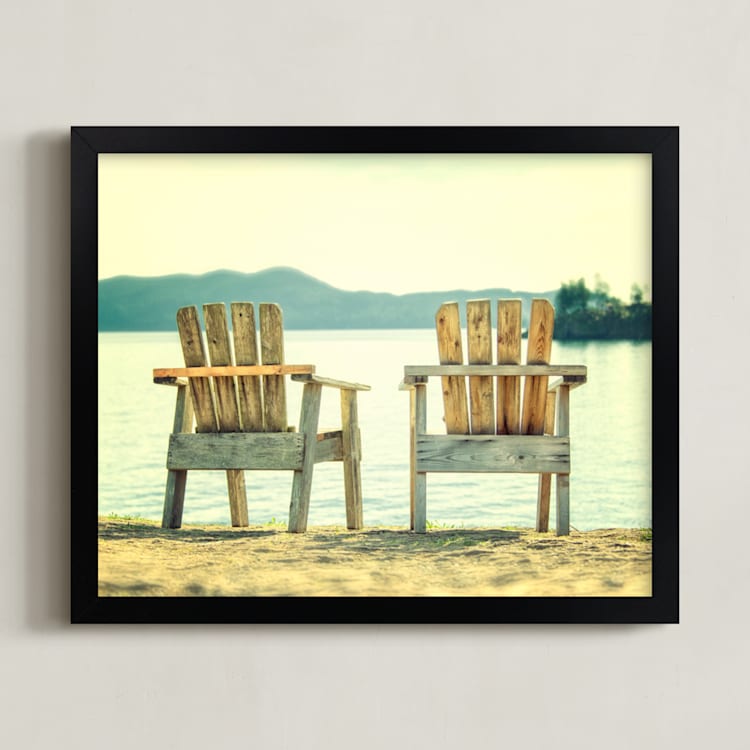 "Sit For Awhile" - Art Print in Mint Julep Green by Michelee Scott - Framed