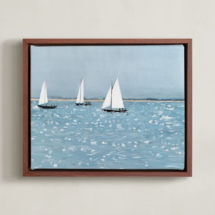 "Sailing Club" - Art Print in Lake by Anna Kasper - Framed Canvas