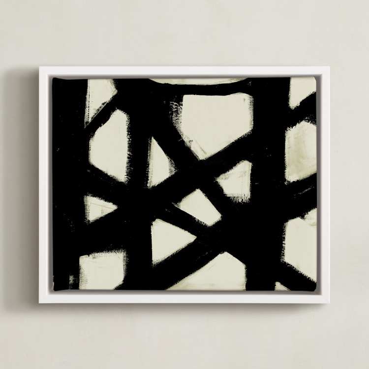 "Missed Connections" - Art Print in Black and White by Ilana Greenberg - Framed Canvas