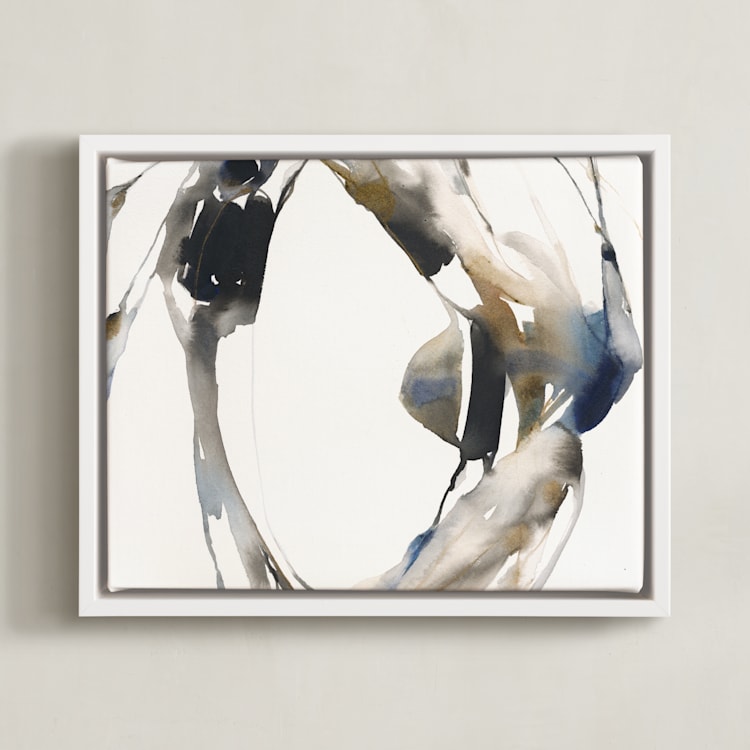 "Surrounding" - Art Print in grey wash by Michelle Lee - Framed Canvas