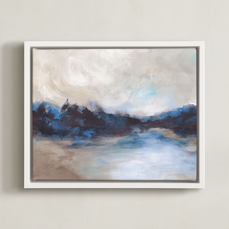 "Saint Mary's Lake" - Art Print in Phthalo Blue by Lorent and Leif - Framed Canvas