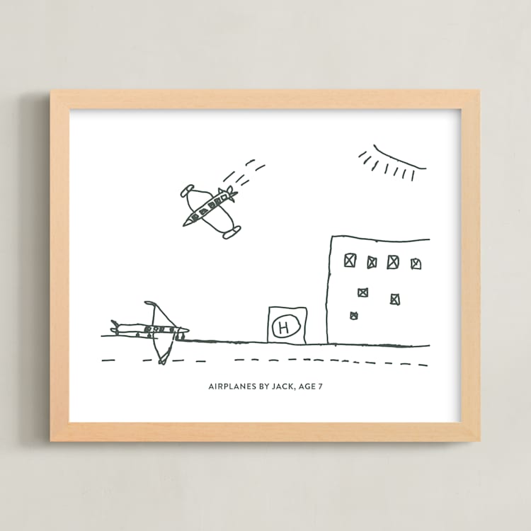 "Your Drawing: Landscape Custom Print" - Custom Print in Deep Gray by Minted - Framed