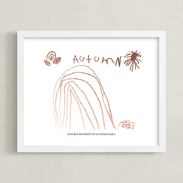 "Your Drawing As Foil Art Print" - Custom Foil Print in Rose Gold by Minted - Framed