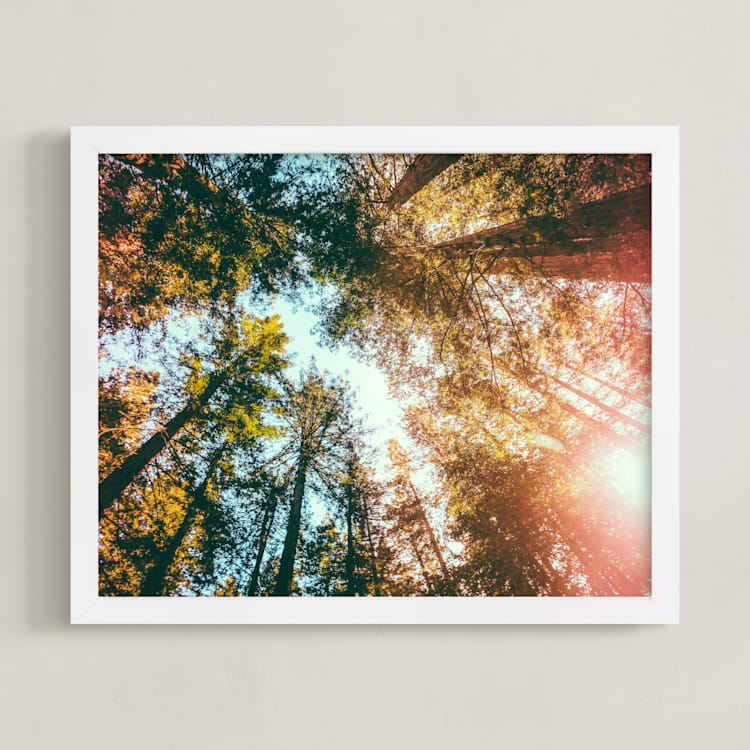 "Redwoods Surround Me" - Art Print in Forest Green by Elena Kulikova - Framed