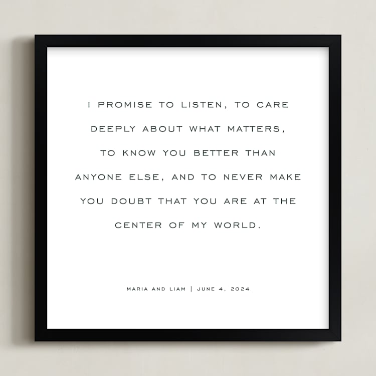 "Your Vows: Square Orientation Custom Print " - Custom Print in Deep Gray by Minted - Framed