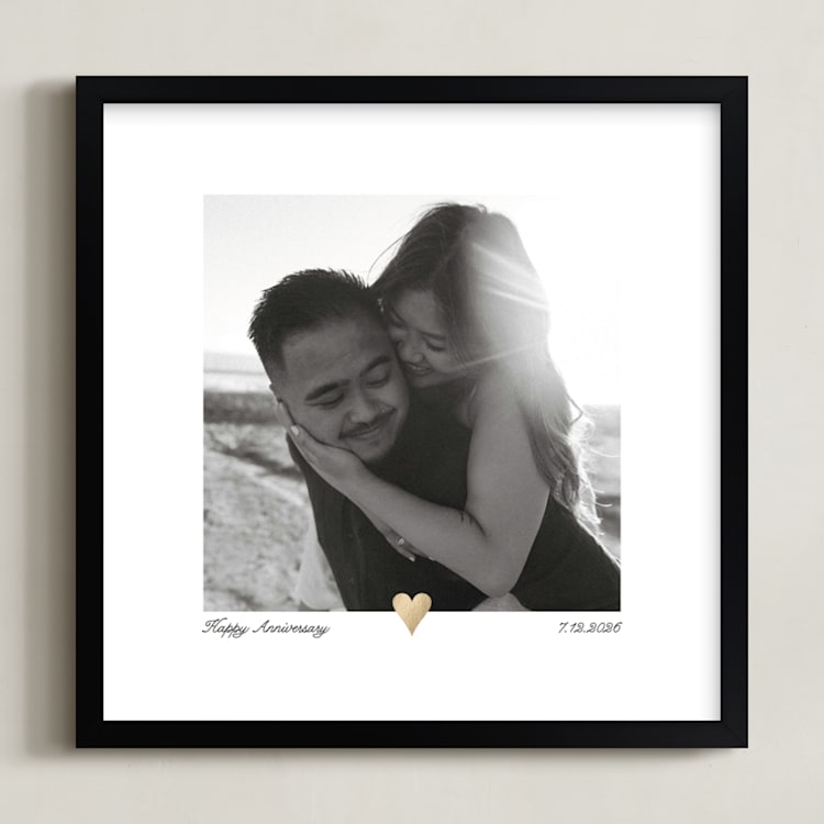 "With a Heart: Square Foil Framed Photo" - Foil Framed Photo in Gold by Laura Hamm - Framed