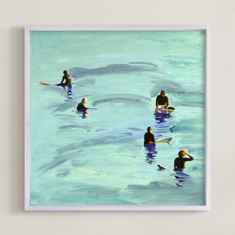 "Waiting, Malibu 2012" - Art Print in Ocean Blue by Annie Seaton - Framed