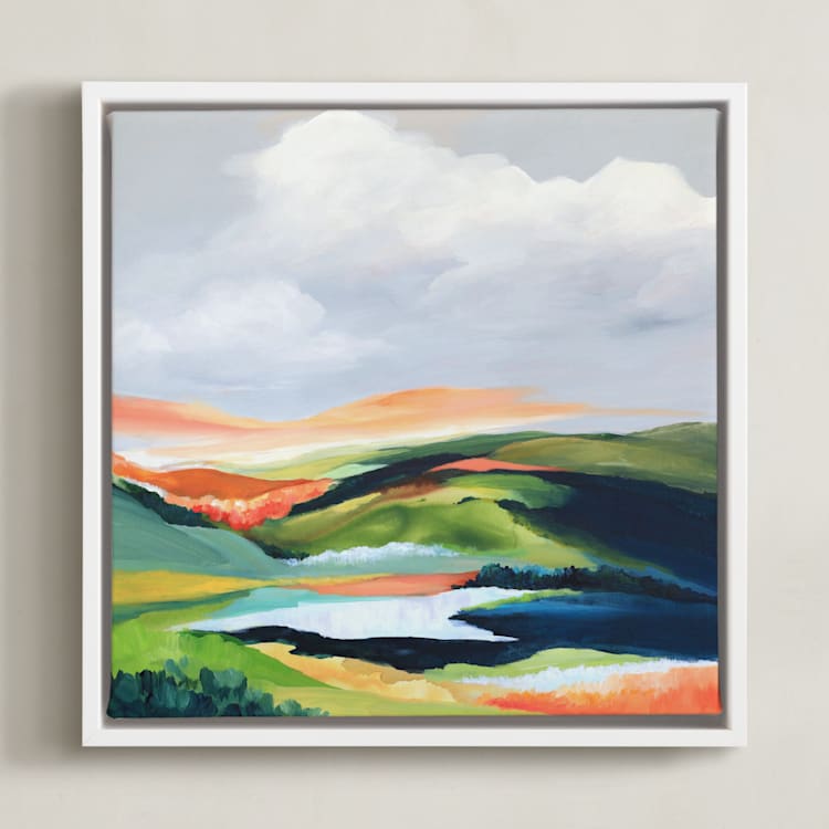 "Hidden Spring" - Art Print in Slate Blue by Mya Bessette - Framed Canvas