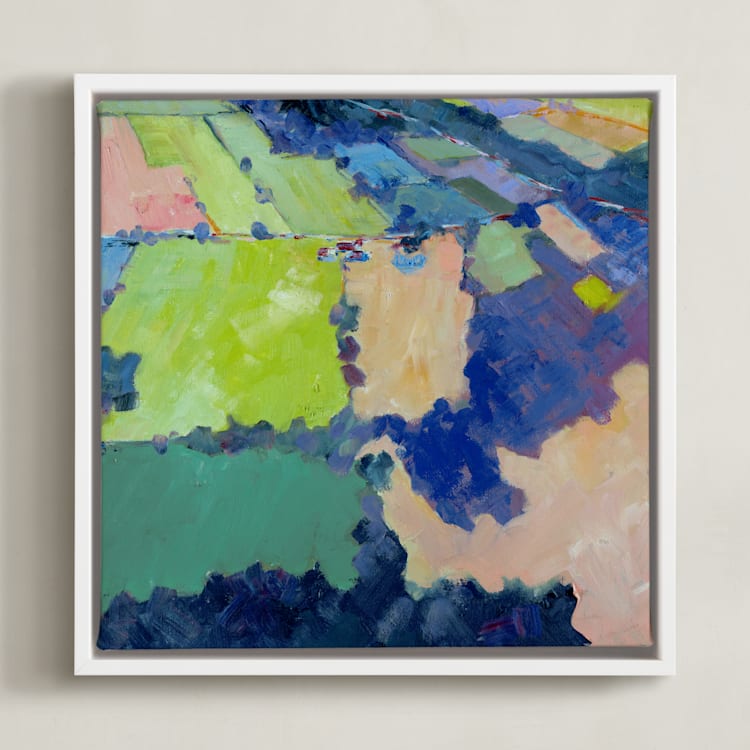 "Above the Farm 1" - Art Print in Patchwork by Stephanie Goos Johnson - Framed Canvas