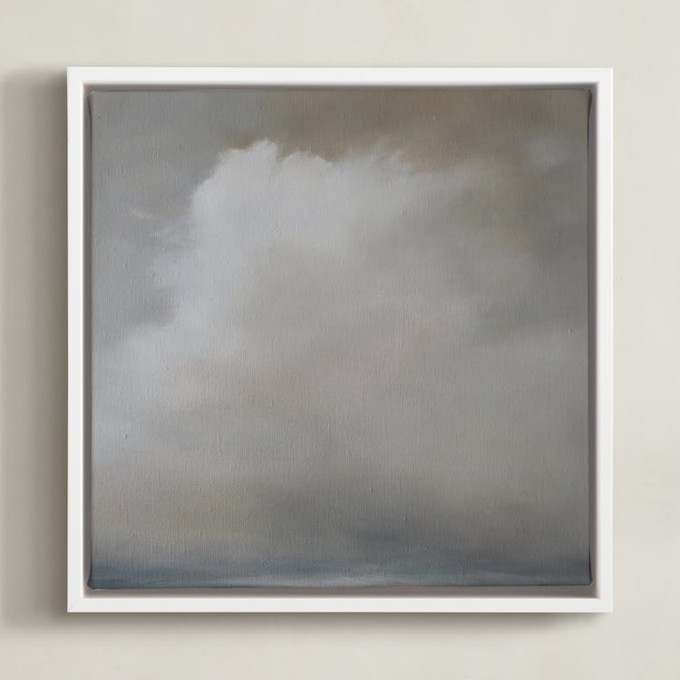 "Quiet Dawn" - Art Print in cloud white by Kelly Money - Framed Canvas