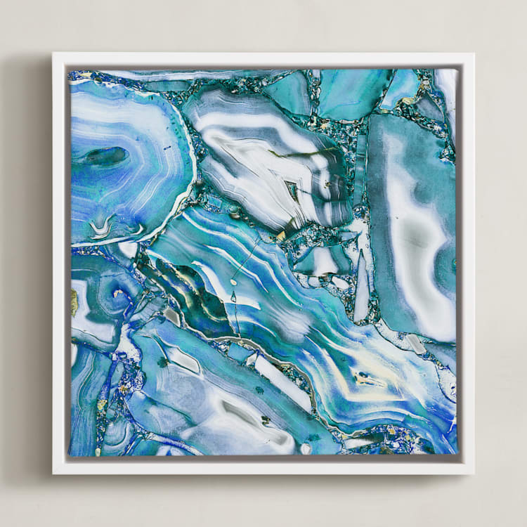"Metallic abstract marble art" - Art Print in White by Oana Prints - Framed Canvas