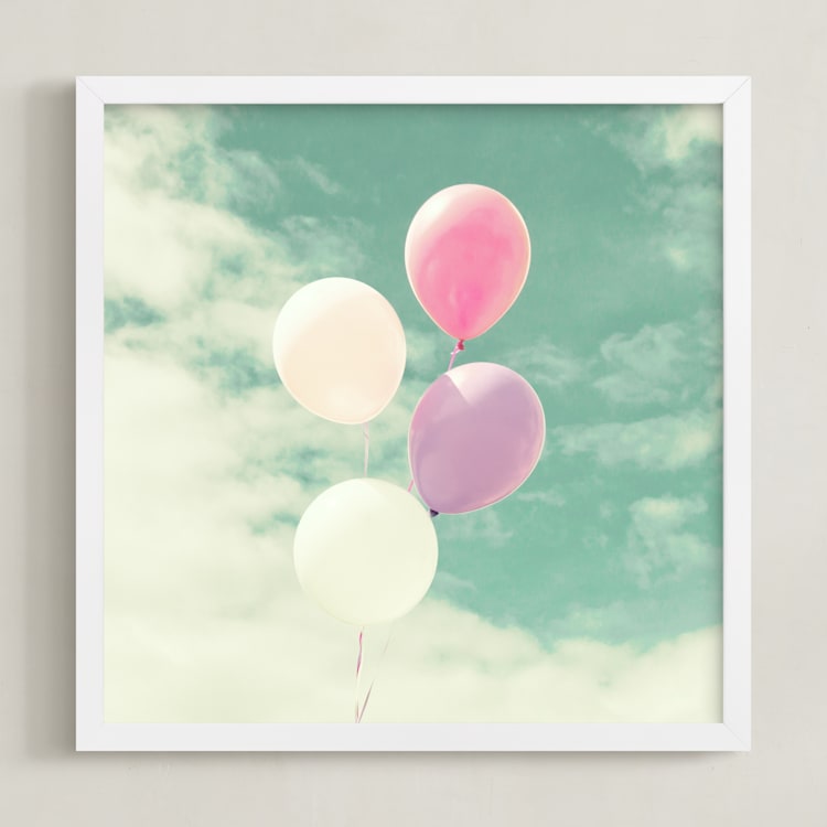 "Rose of the Winds" - Art Print in Turquoise Sky by Caroline Mint - Framed