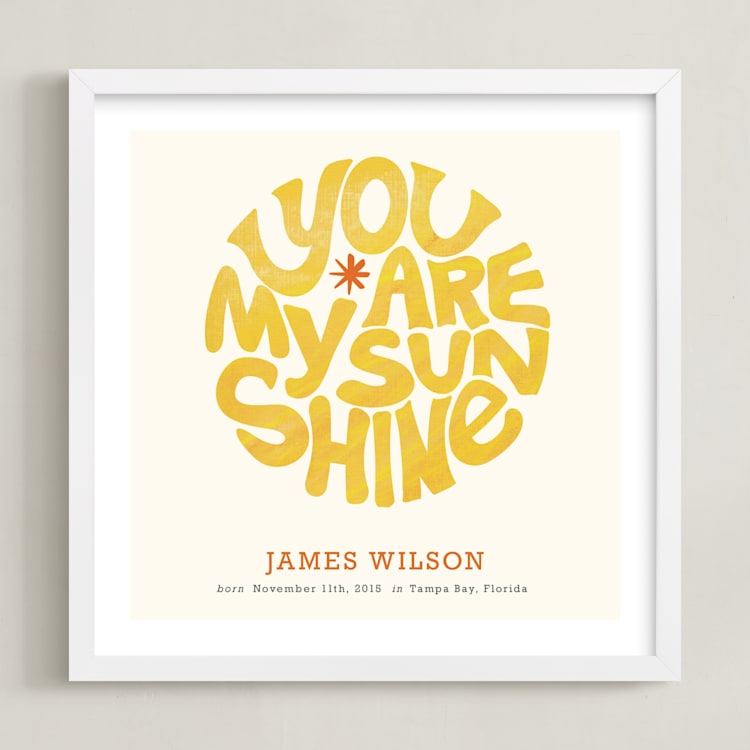 "Forever Sunshine" - Personalized Art Print in Goldenrod by Carrie ONeal - Framed