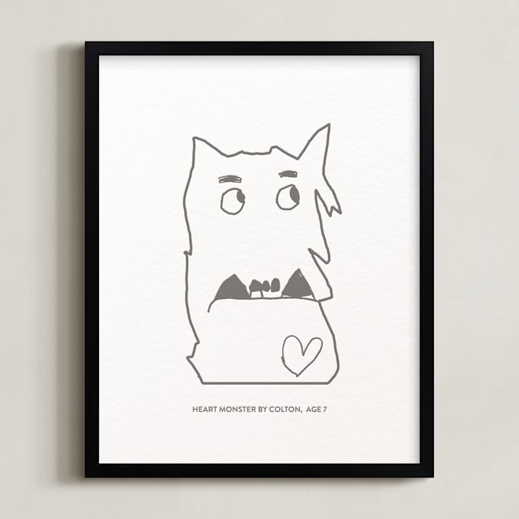 "Your Drawing: Portrait Custom Letterpress Print" - Custom Letterpress Print in Black by Minted - Framed