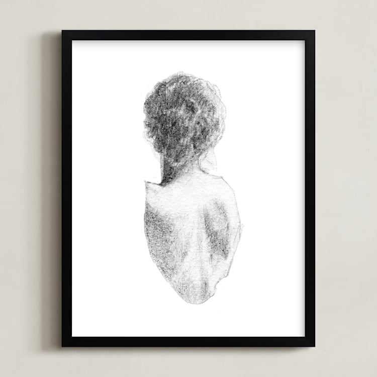 "Figure Drawing No.17" - Art Print in Graphite by Jess Blazejewski - Framed