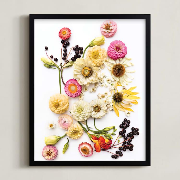 "Bloom Baby Bloom" - Art Print in Classic Rose by Theresa Bear - Framed