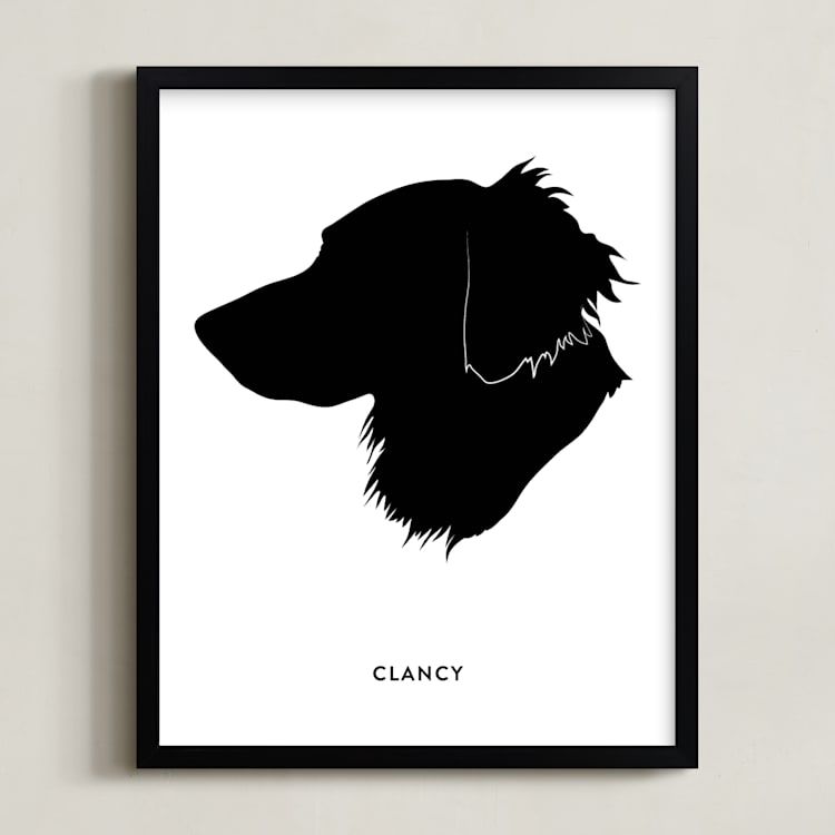 "Pet Silhouette: Custom Print with Text " - Custom Print in Black by Minted - Framed