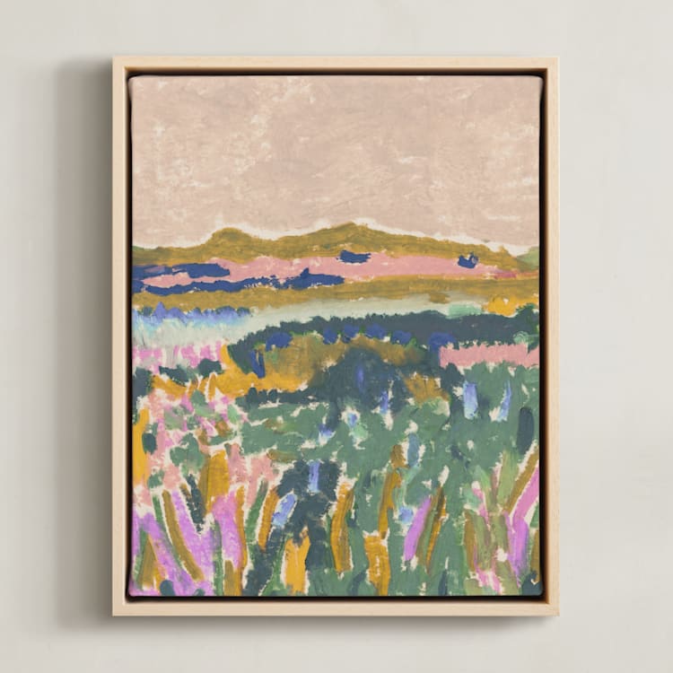 "Across the Fields 1" - Art Print in Peach by Alisa Galitsyna - Framed Canvas