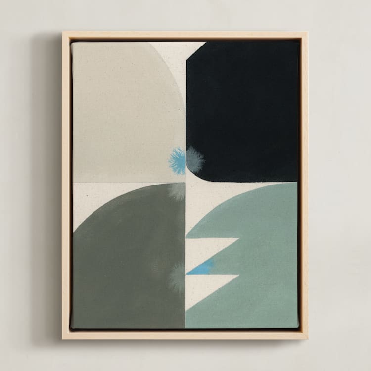 "KissKiss" - Art Print in Seafoam Blue by Christina Flowers - Framed Canvas