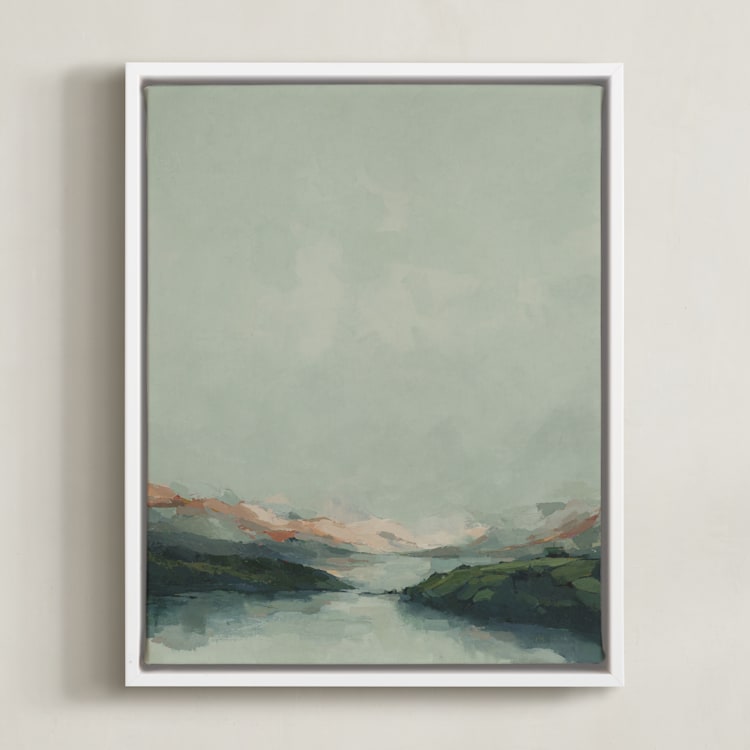 "Waterton Glacier" - Art Print in Mint by Wendy Keller - Framed Canvas