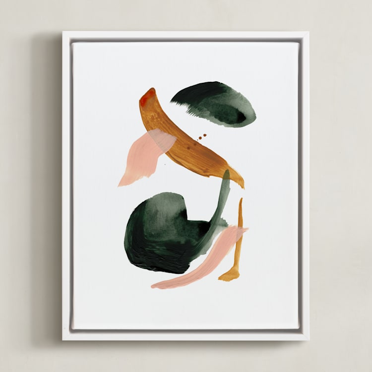 "Calm Forest No.18" - Art Print in Forest Green by Cait Courneya - Framed Canvas