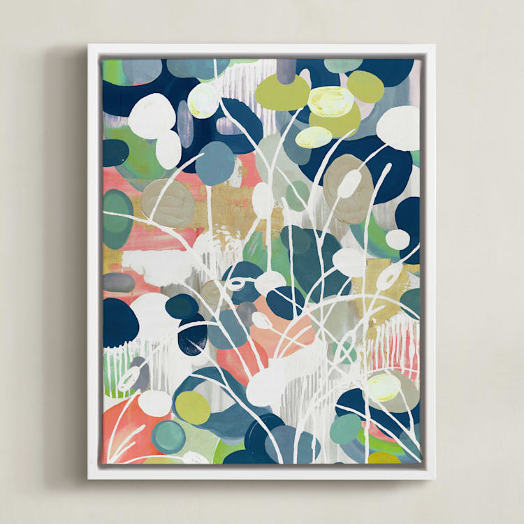 "Summer Rising" - Art Print in Slate Blue by Nancy Ramirez - Framed Canvas