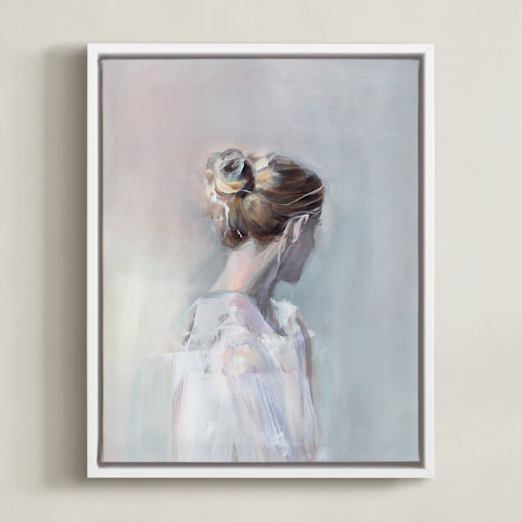 "Linger" - Art Print in soft pastel by Sarah McInroe - Framed Canvas