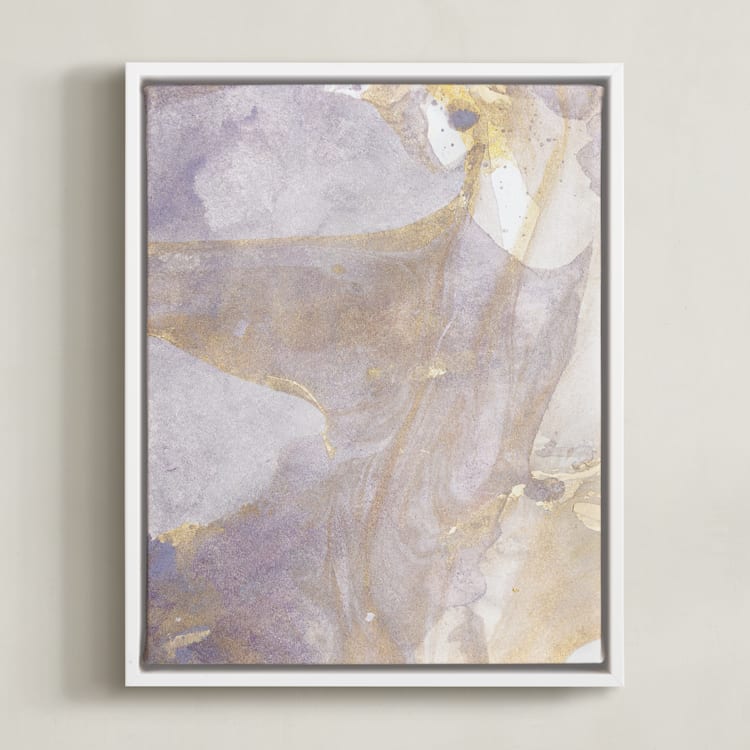 "Soft Shimmer No. 1" - Art Print in Soft Lavender Gold by Julia Contacessi - Framed Canvas