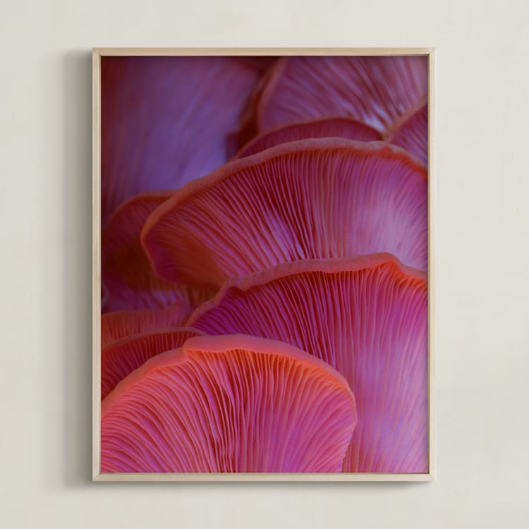 "Pink Oyster Mushrooms" - Art Print in Dreamy Pink Violet by Elena Kulikova - Framed