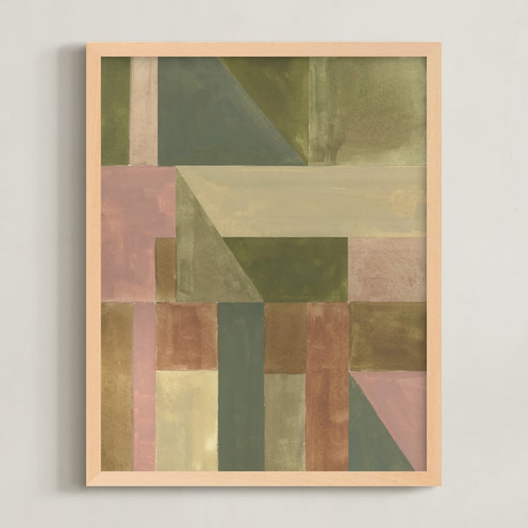 "Abstract geometry I" - Art Print in Moss Green by Lucrecia Caporale - Framed