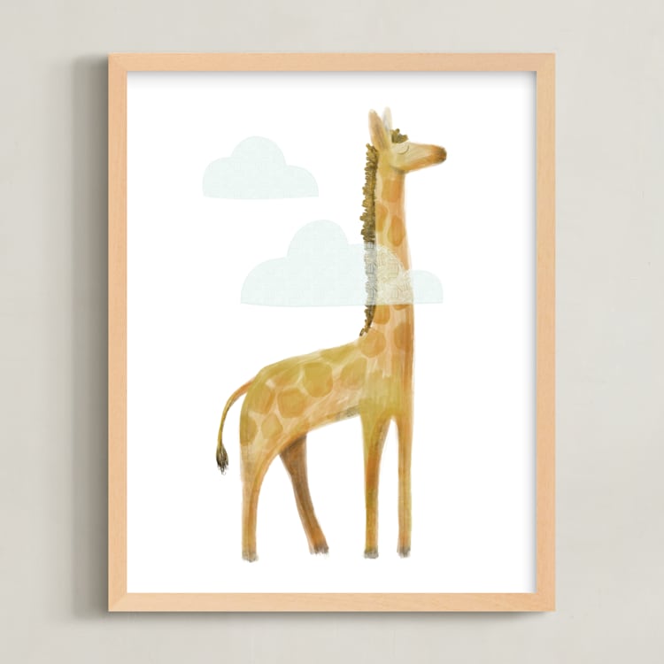 "Long Neck Friend" - Art Print in Giraffe by 2birdstone - Framed