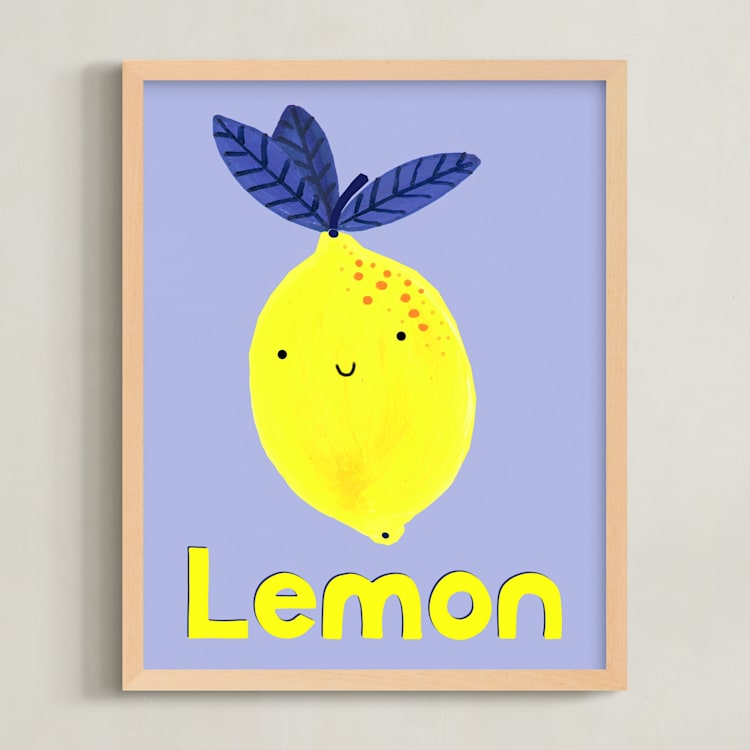"My Fruity Family I" - Art Print in Light Purple by Marta Crea - Framed