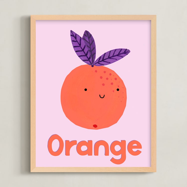 "My Fruity Family II" - Art Print in Light Pink by Marta Crea - Framed