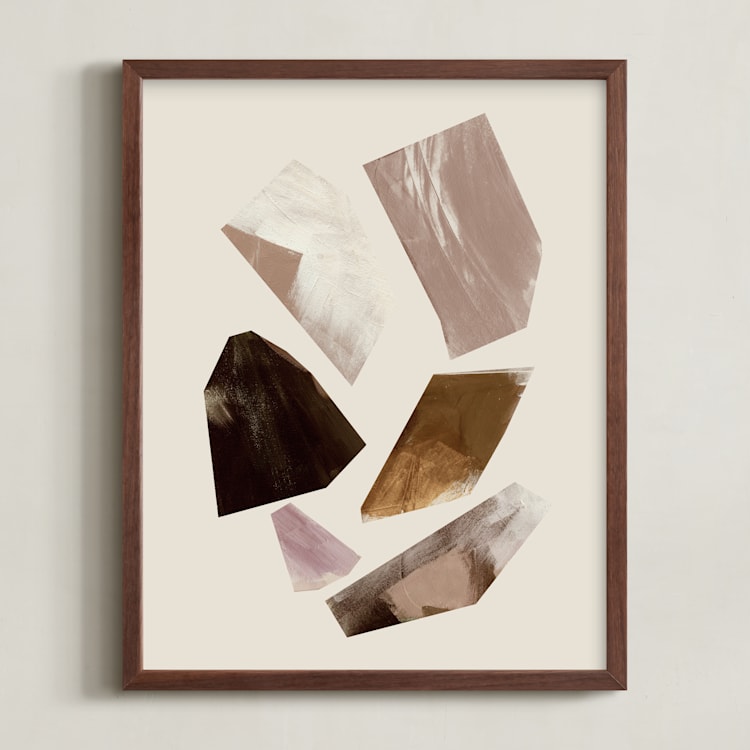 "Compositional Shapes 1" - Art Print in Leather by Melanie Severin - Framed