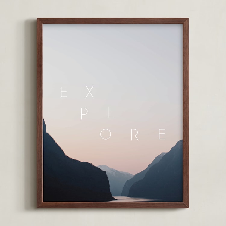 "Explore Your World" - Art Print in White by Amy Carroll - Framed