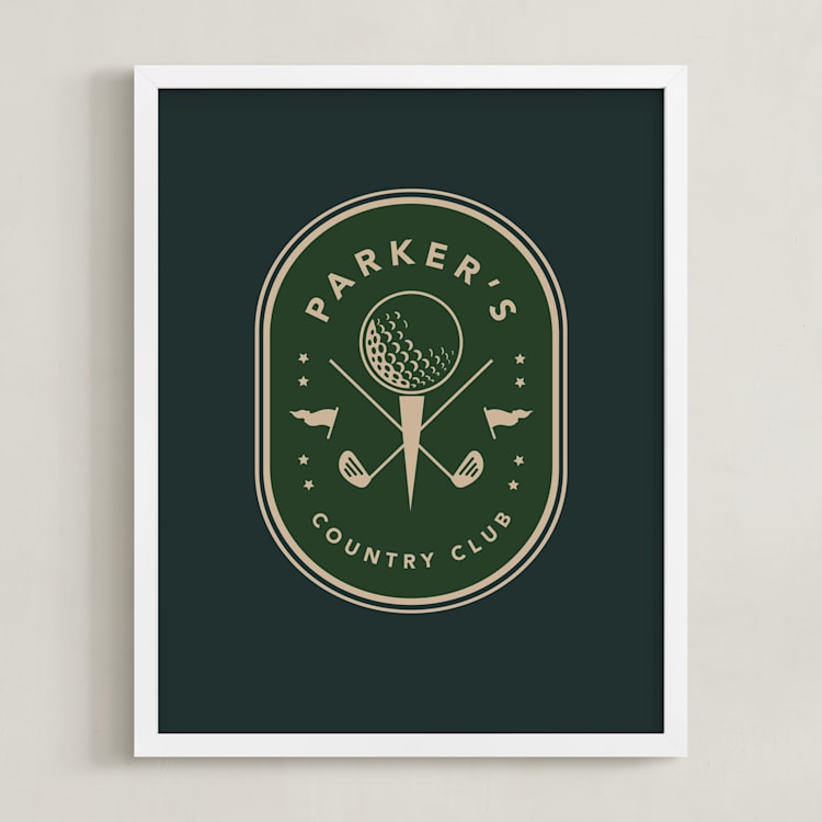 "By Par: Custom Print" - Custom Print in Evergreen by Susan Zinader - Framed