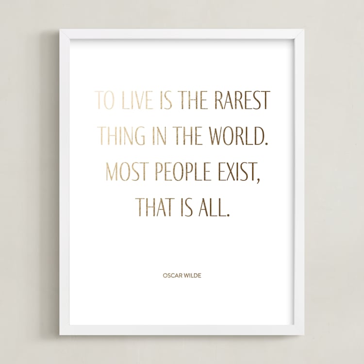 "Custom Quotes" - Custom Foil Print in Gold by Minted - Framed