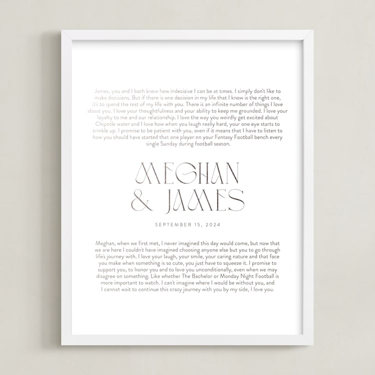 "Our Vows: Custom Foil Print" - Custom Foil Print in Silver by Minted - Framed
