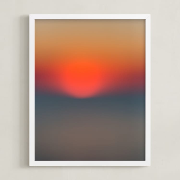 "The Sun Also Sets" - Art Print in Sunset Orange by Helen Makadia - Framed