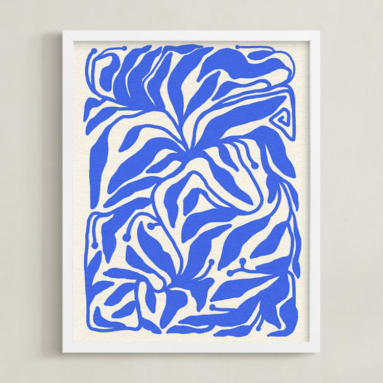 "Azure Flow" - Art Print in Blue by Black Botanic - Framed
