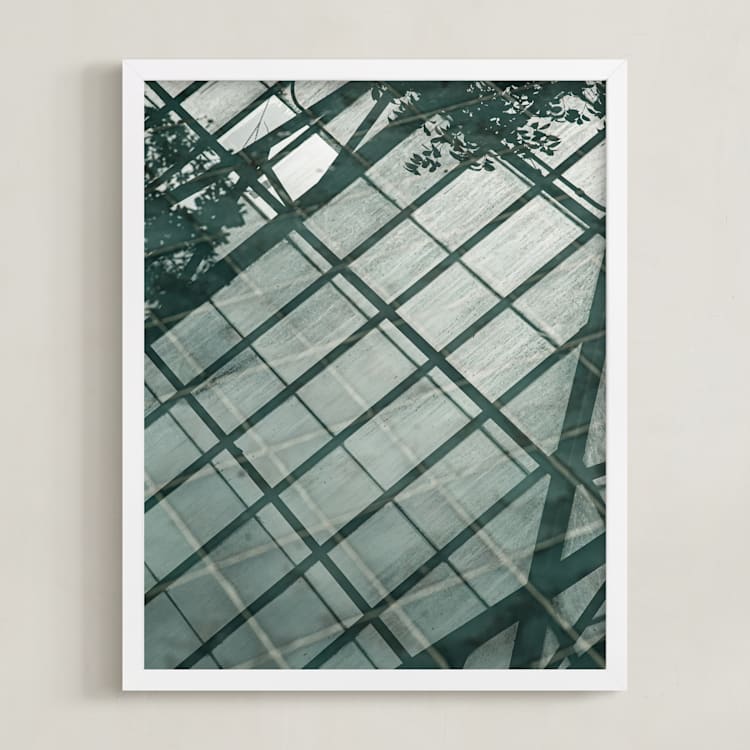 "Weaves of shadows I" - Art Print in Teal Green by Van Tsao - Framed