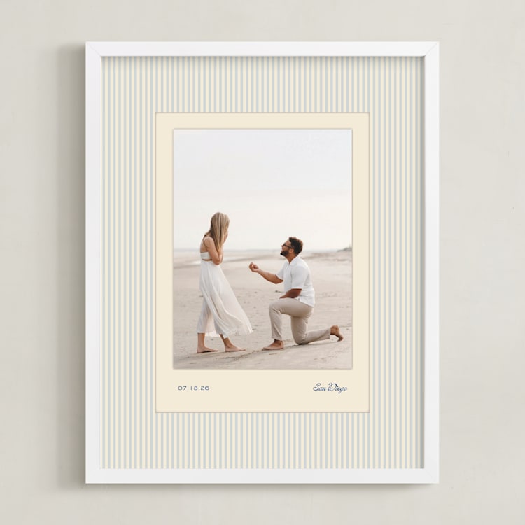 "Luxe Stripes: Portrait" - Framed Photo in Azure by Creo Study - Framed