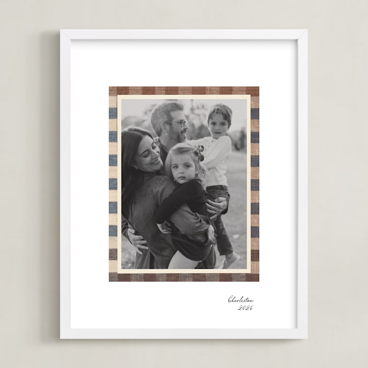 "Textile Checks Frame: Portrait" - Framed Photo in Sand by Creo Study - Framed