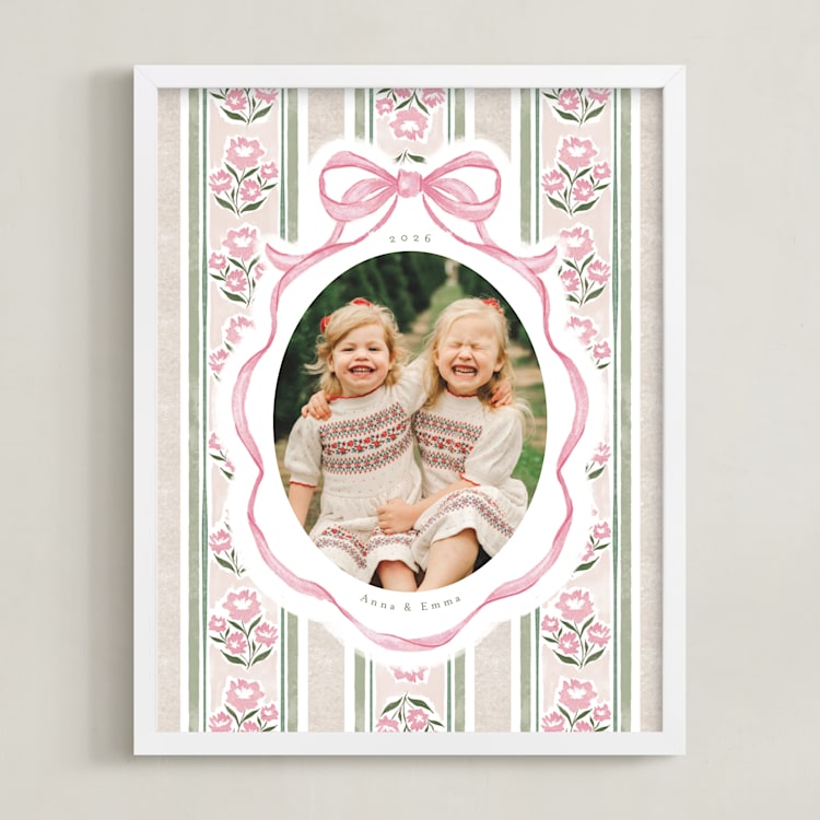 "Holiday Ribbon: Portrait Framed Photo" - Framed Photo in Peony by Jackie Crawford - Framed