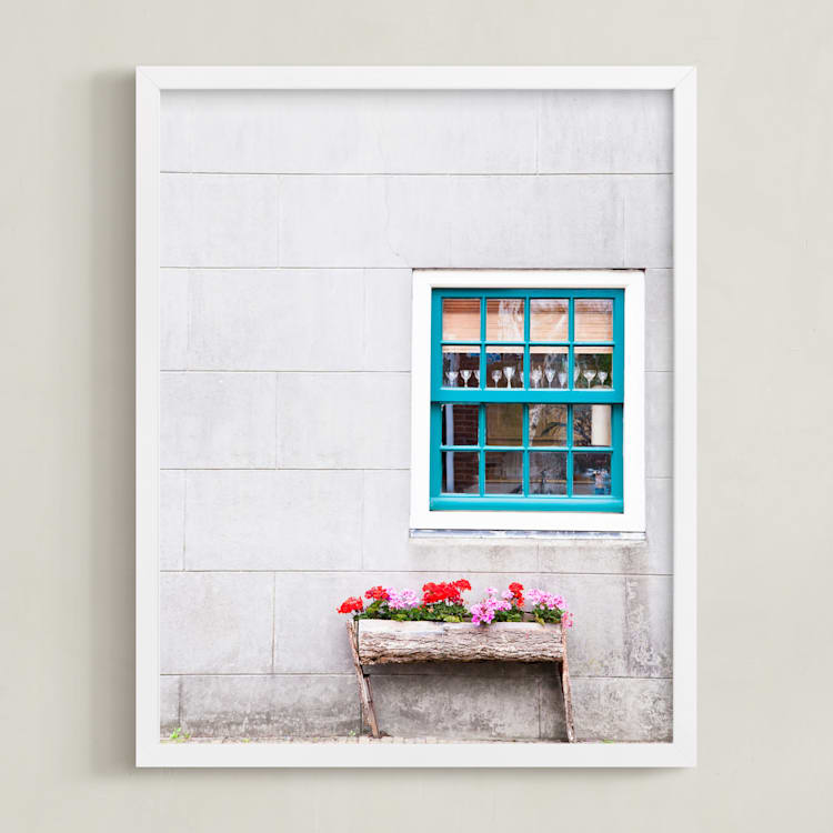 "A Little Window" - Art Print in White Grey by Alexandra Feo - Framed