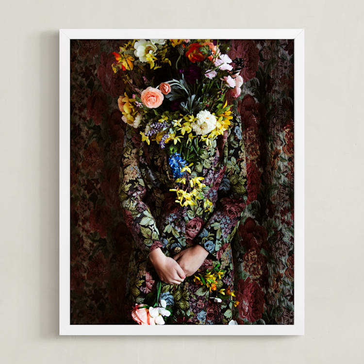 "Shes Blooming" - Art Print in Magical Rose by Theresa Bear - Framed