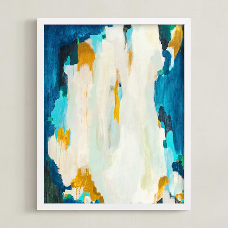 "Agua de Oro" - Art Print in Navy by Parima Studio - Framed