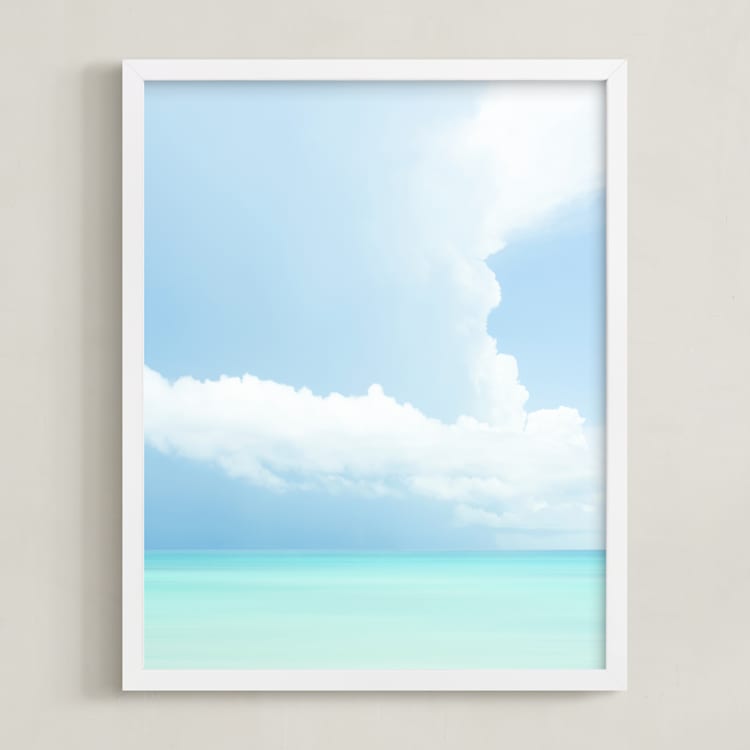 "Summer Clouds Series 2" - Art Print in Caribbean Blue by Lisa Sundin - Framed