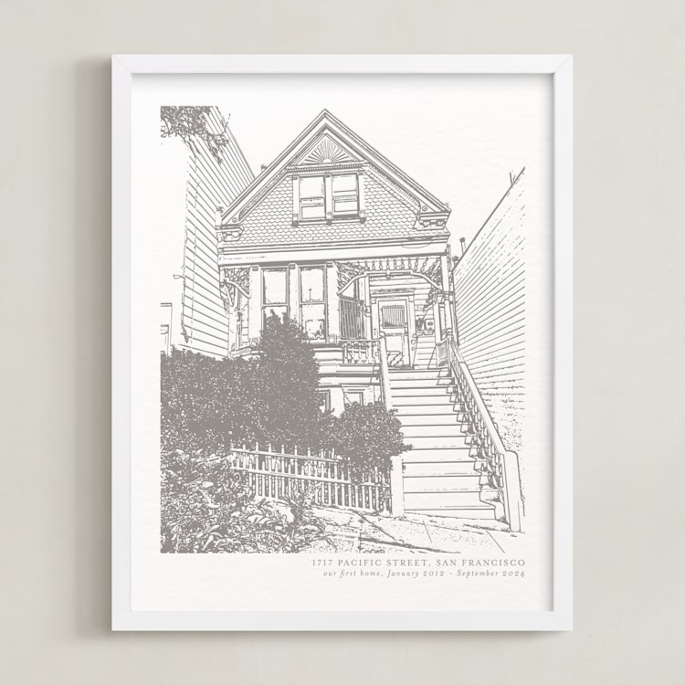 "House: Portrait Custom Letterpress Print" - Custom Letterpress Print in Warm Gray by Minted - Framed