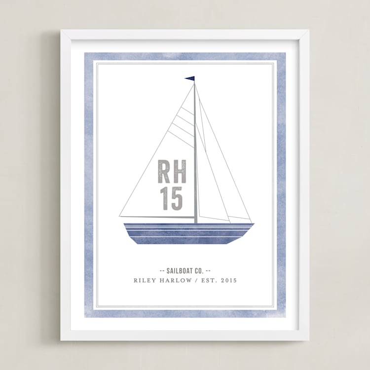 "Sailboat co." - Personalized Art Print in Ocean by cambria - Framed